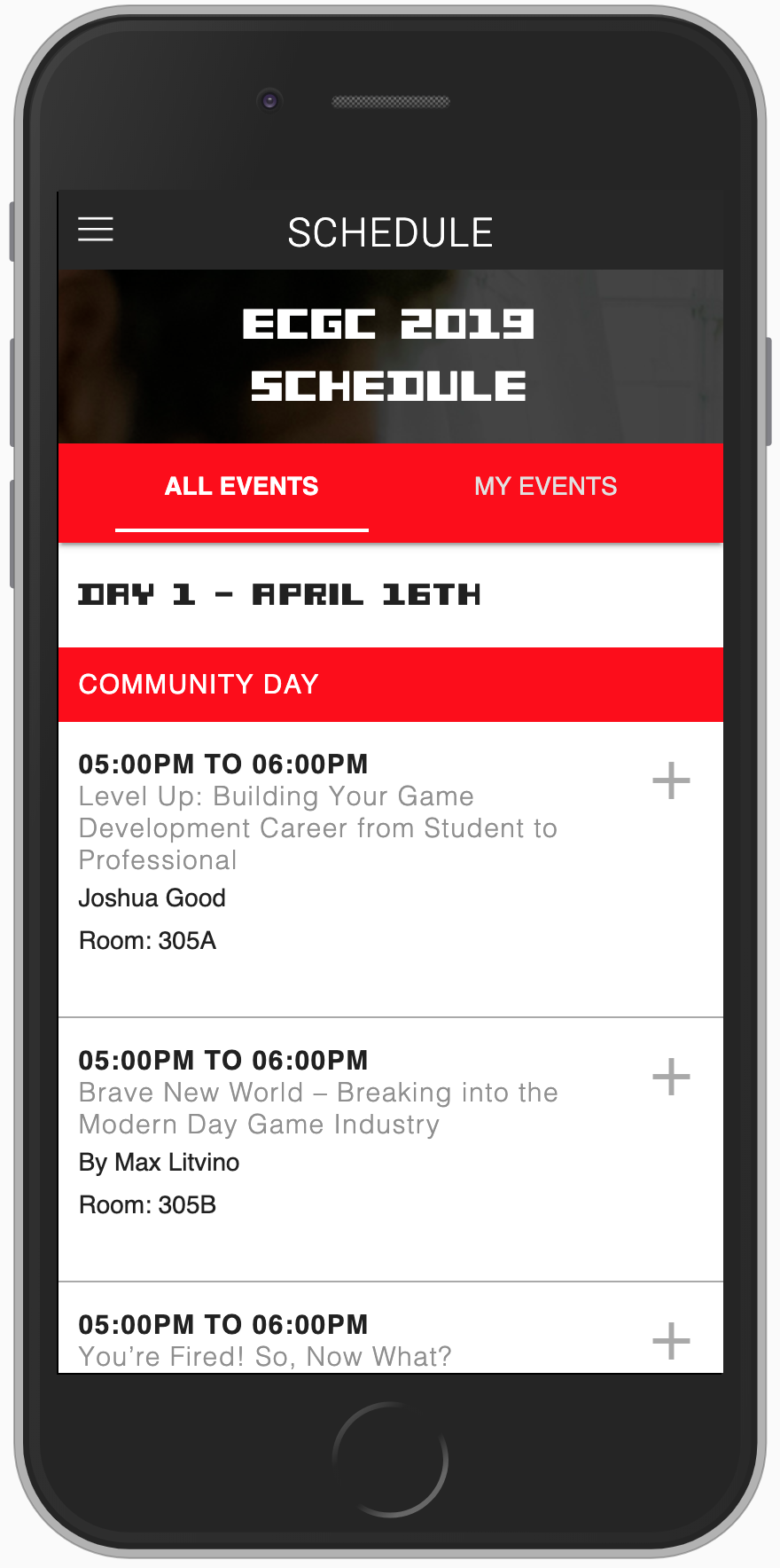 Schedule of the ECGC app